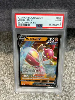 Pokemon 2021 SWSH Evolving Skies Medicham v #083/203 PSA 9 - Image 1