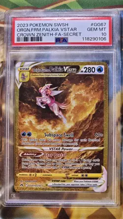 PSA 10 Origin Forme Palkia VSTAR GG67 Pokemon Crown Zenith Secret Gold Alt Art - Image 1