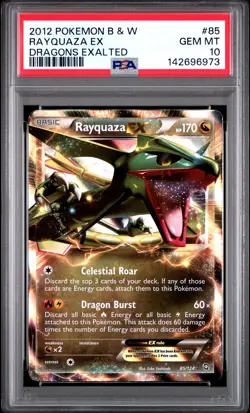 2012 POKEMON B&W DRAGONS EXALTED #85 RAYQUAZA EX PSA 10 - Image 1