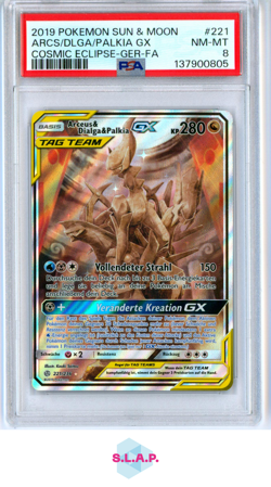 ARCS/DLGA/PALKIA GX COSMIC ECLIPSE-GER-FA POKEMON SM 2019 221 PSA 8 - Image 1