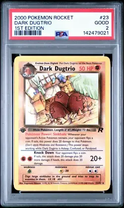 2000 POKEMON ROCKET #23 DARK DUGTRIO 1ST EDITION PSA 2 - Image 1