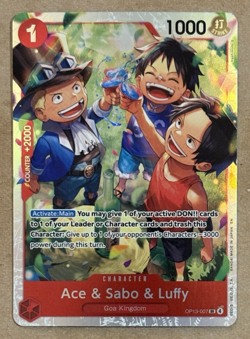 Ace & Sabo & Luffy Foil Carrying On His Will Super Rare OP13-007 One Piece CCG - Image 1