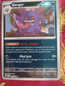 REVERSE FOIL RARE Gengar 050/088 Mega Evolution Perfect Order Pokemon tcg card - Image 1