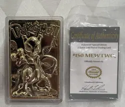 MewTwo #150 Pokemon 24k Gold Plated 1999 Burger King Limited Edition Promo Card - Image 1