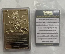 MewTwo #150 Pokemon 24k Gold Plated 1999 Burger King Limited Edition Promo Card - Image 2