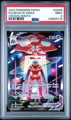 Pokemon Crown Zenith Deoxys VMAX #GG45 Full Art PSA 9 - Image 1