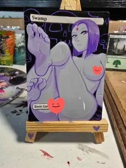 MAGIC MTG Hand Painted Altered Swamp - RAVEN Teen Titans 18+ Art - - Image 4