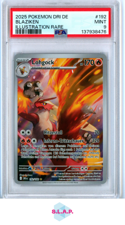 BLAZIKEN ILLUSTRATION RARE POKEMON GERMAN DRI DE-DESTINED RIVALS 2025 192 PSA 9 - Image 1