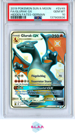 FA/GLURAK GX HIDDEN FATES-GER POKEMON SM HIDDEN FATES 2019 SV49 PSA 10 - Image 1