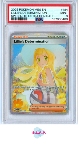 LILLIE'S DETERMINATION SPECI4L ILL RARE POKEMON EN-MEGA EVOLUTION 2025 184 PSA 9 - Image 1
