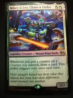 Mikey & Leo, Chaos & Order #158 Foil MTG TMNT Universes Beyond NM - Image 1