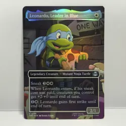 Leonardo Leader in Blue Borderless Foil #196 MTG Teenage Mutant Ninja Turtles NM - Image 1