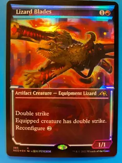 MTG 1x FOIL SHOWCASE Lizard Blades # 385 Kamigawa: Neon Dynasty Magic the x1 NM - Image 1