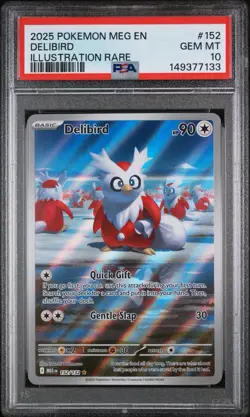 2025 POKEMON MEG EN-MEGA EVOLUTION ILLUSTRATION RARE #152 DELIBIRD PSA 10 - Image 1
