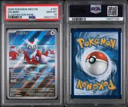 2025 POKEMON MEG EN-MEGA EVOLUTION ILLUSTRATION RARE #152 DELIBIRD PSA 10 - Image 3