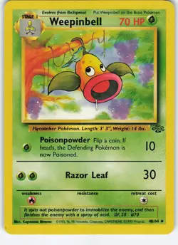 Weepinbell 48/64 Jungle Uncommon Unlimited MP Pokemon - Image 1