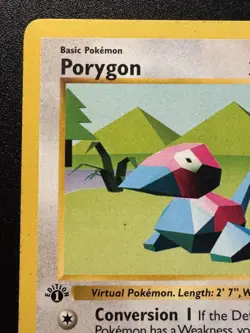 1st Edition Shadowless Porygon 39/102 Base Set Pokemon Card Rare MP - Image 3