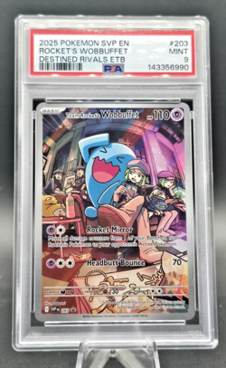 2025 POKEMON SVP EN-SV BLACK STAR PROMO #203 TEAM ROCKET'S WOBBUFFET PSA 9 - Image 1