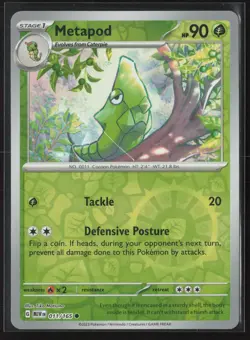 Metapod Common SV: Scarlet & Violet 151 011/165 NM Pokemon Card Reverse Holo - Image 1