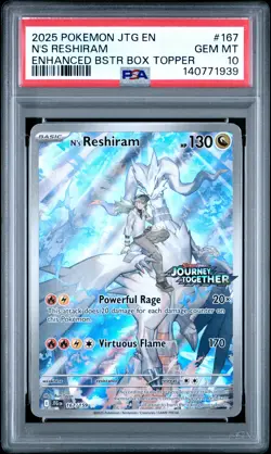 Pokemon Card N's Reshiram 167/159 Enhanced Booster Box Topper PSA 10 *2 - Image 1
