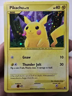 Pikachu Rising Rivals Secret Rare Holo Basic Pokemon Card 112/111 2009 - Image 1