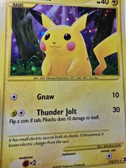 Pikachu Rising Rivals Secret Rare Holo Basic Pokemon Card 112/111 2009 - Image 2