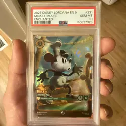 2025 Disney Lorcana EN 9 Enchanted Mickey Mouse Steamboat Pilot PSA 10 - Image 1