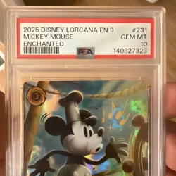 2025 Disney Lorcana EN 9 Enchanted Mickey Mouse Steamboat Pilot PSA 10 - Image 2