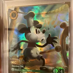 2025 Disney Lorcana EN 9 Enchanted Mickey Mouse Steamboat Pilot PSA 10 - Image 3