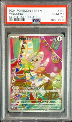 PSA 10 Minccino 182/162 Temporal Forces Illustration Rare Pokemon TCG - Image 1