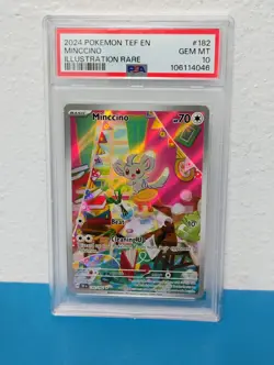 PSA 10 Minccino 182/162 Temporal Forces Illustration Rare Pokemon TCG - Image 1