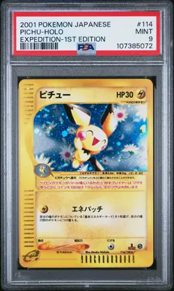 Pokemon Pichu 2001 Japanese Expedition 1st Editon Holo Rare 114 PSA 9 MINT - Image 1