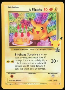 Birthday Pikachu Promo Holo Pokemon Celebrations Classic Collection #24 NM - Image 1