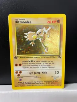 Pokemon Hitmonlee 7/62 1st Edition Holo Rare Fossil Vintage - Image 1