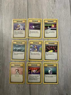 Pokemon TCG Base Set & Team Rocket Trainer Cards x9 - Image 1