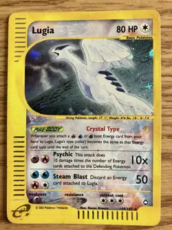 2002 Lugia Crystal Aquapolis Holo Card 149/147 Raw - Image 1