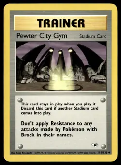 Pewter City Gym 115/132 Non Holo Uncommon Gym Heroes Pokemon Card NM - Image 1