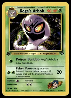 Koga's Arbok 25/132 1st Edition Rare Gym Challenge Pokemon Card - Image 1