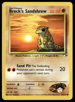 Brock's Sandshrew 72/132 Non Holo Common Gym Heroes Pokemon Card NM - Image 1