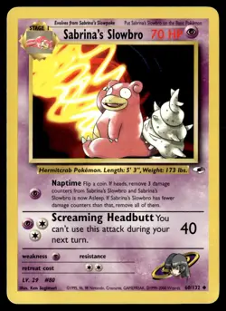 Sabrina's Slowbro 60/132 Non Holo Uncommon Gym Heroes Pokemon Card - Image 1