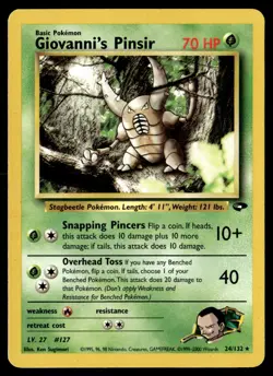 Giovanni's Pinsir 24/132 Non Holo Rare Gym Challenge Pokemon Card - Image 1