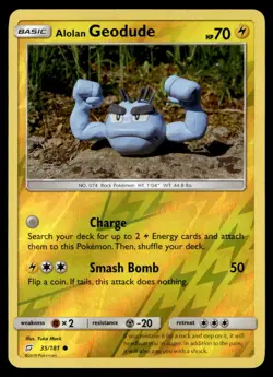 Alolan Geodude 35/181 Reverse Holo Common Team Up Pokemon Card NM - Image 1