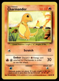 Charmander 46/102 Non Holo Common Base Set Pokemon Card - Image 1