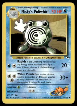 Misty's Poliwhirl 53/132 Uncommon Gym Heroes Pokemon Card - Image 1