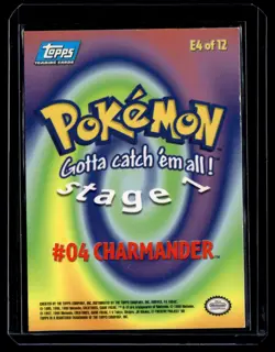 Charmander E4 of 12, Blue Logo Topps The First Movie Trading Cards Pokemon 1999 - Image 2