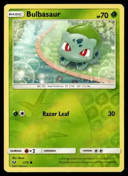 Bulbasaur 1/73 Reverse Holo Common Shining Legends Reverse Holo Pokemon Card NM - Image 1