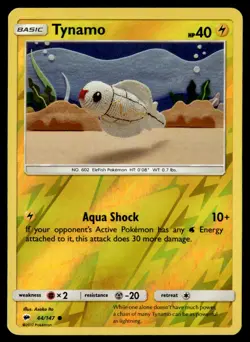 Tynamo 44/147 Reverse Holo Common Burning Shadows Pokemon Card NM - Image 1