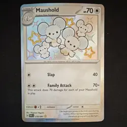 Pokemon Maushold 210/091 SV: Paldean Fates Shiny Rare Holo Stage 1 70 HP - Image 1