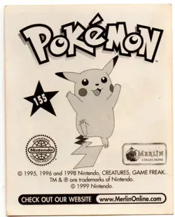 CATERPIE PUZZLE #155 CROMO / STICKER POKEMON SERIE 1 MERLIN 1999 DEL ALBUM ROJO - Image 2