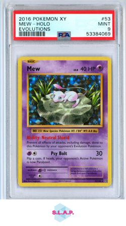 MEW-HOLO EVOLUTIONS POKEMON XY EVOLUTIONS 2016 53 PSA 9 - Image 1